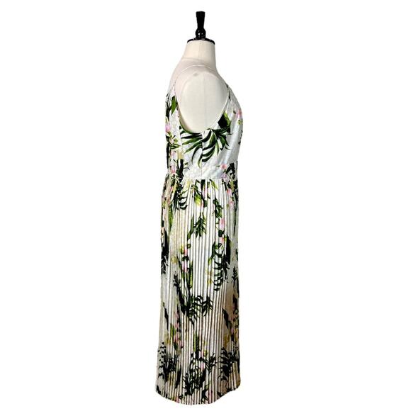 Mlle Gabrielle Maxi Dress Pleated Green Pink Tropical Print New Women’s Size 2X - Picture 3 of 16